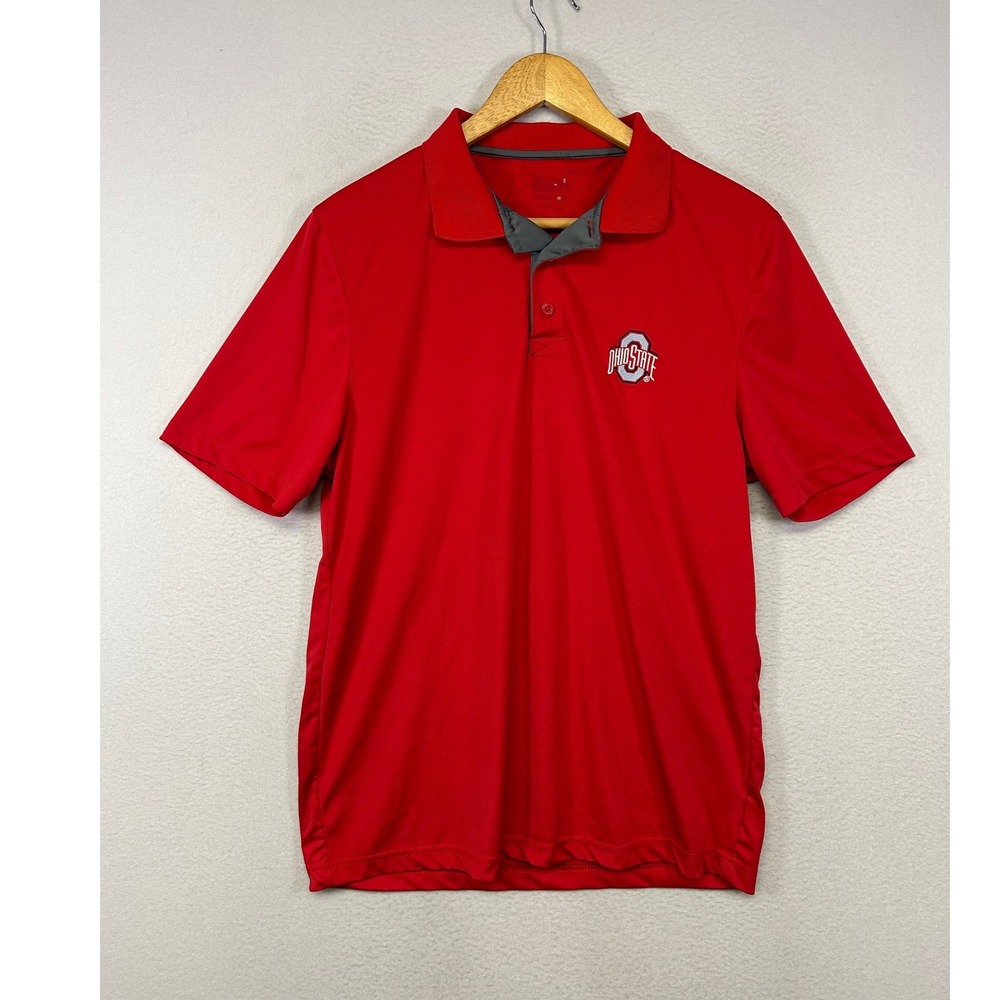 Gameday Ohio State Varsity Mens M Red Short Sleeve Performance Polo Shirt OSU